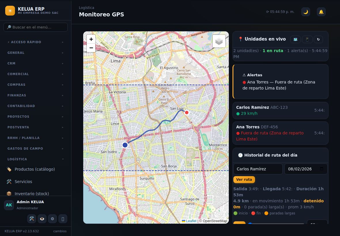 Historial GPS con paradas y resumen de tiempo detenido para calcular el costo del tiempo muerto en transporte