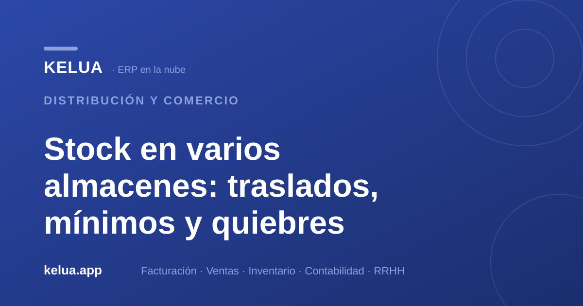 Stock en varios almacenes: traslados, mínimos y quiebres